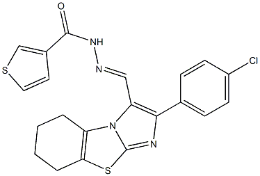 N'-{(E)-[2-(4-chlorophenyl)-5,6,7,8-tetrahydroimidazo[2,1-b][1,3]benzothiazol-3-yl]methylidene}-3-thiophenecarbohydrazide Struktur