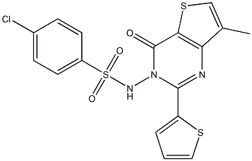 N1-[7-methyl-4-oxo-2-(2-thienyl)-3,4-dihydrothieno[3,2-d]pyrimidin-3-yl]-4- chlorobenzene-1-sulfonamide Struktur