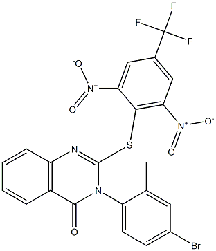 3-(4-bromo-2-methylphenyl)-2-{[2,6-dinitro-4-(trifluoromethyl)phenyl]thio}-3,4-dihydroquinazolin-4-one Struktur