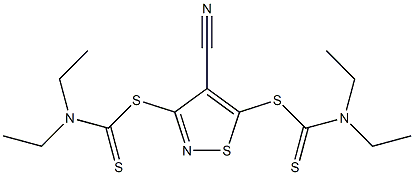 4-cyano-5-{[(diethylamino)carbothioyl]thio}isothiazol-3-yl (diethylamino)methanedithioate Struktur