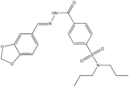 N1,N1-dipropyl-4-{[2-(1,3-benzodioxol-5-ylmethylidene)hydrazino]carbonyl}benzene-1-sulfonamide Struktur