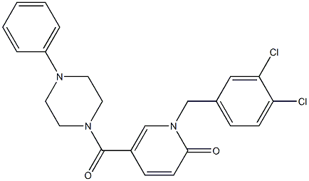 1-(3,4-dichlorobenzyl)-5-[(4-phenylpiperazino)carbonyl]-2(1H)-pyridinone Struktur