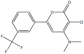 3-chloro-4-(dimethylamino)-6-[3-(trifluoromethyl)phenyl]-2H-pyran-2-one Struktur