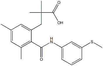 3-(3,5-dimethyl-2-{[3-(methylthio)anilino]carbonyl}phenyl)-2,2-dimethylpropanoic acid Struktur