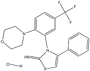 3-[2-morpholino-5-(trifluoromethyl)phenyl]-4-phenyl-2,3-dihydro-1,3-thiazol-2-imine hydrochloride Struktur