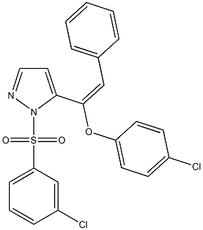 5-[1-(4-chlorophenoxy)-2-phenylvinyl]-1-[(3-chlorophenyl)sulfonyl]-1H-pyrazole Struktur