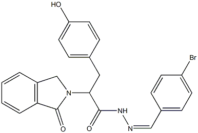 N'-[(Z)-(4-bromophenyl)methylidene]-3-(4-hydroxyphenyl)-2-(1-oxo-1,3-dihydro-2H-isoindol-2-yl)propanohydrazide Struktur