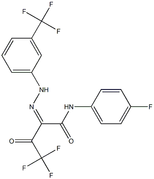 4,4,4-trifluoro-N-(4-fluorophenyl)-3-oxo-2-{(Z)-2-[3-(trifluoromethyl)phenyl]hydrazono}butanamide Struktur