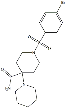 1-[(4-bromophenyl)sulphonyl]4-(1-piperidino)piperidine-4-carboxamide Struktur