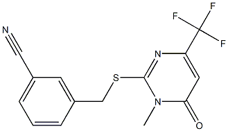 3-({[1-methyl-6-oxo-4-(trifluoromethyl)-1,6-dihydro-2-pyrimidinyl]sulfanyl}methyl)benzenecarbonitrile Struktur