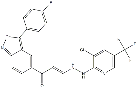 3-{2-[3-chloro-5-(trifluoromethyl)-2-pyridinyl]hydrazino}-1-[3-(4-fluorophenyl)-2,1-benzisoxazol-5-yl]-2-propen-1-one Struktur