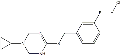 3-cyclopropyl-6-[(3-fluorobenzyl)thio]-1,2,3,4-tetrahydro-1,3,5-triazine hydrochloride Struktur