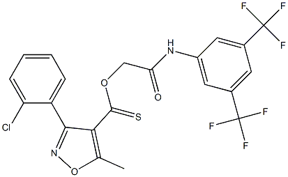 2-[3,5-di(trifluoromethyl)anilino]-2-oxoethyl 3-(2-chlorophenyl)-5-methylisoxazole-4-carbothioate Struktur