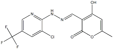 4-hydroxy-6-methyl-2-oxo-2H-pyran-3-carbaldehyde N-[3-chloro-5-(trifluoromethyl)-2-pyridinyl]hydrazone Struktur