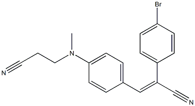 2-(4-bromophenyl)-3-{4-[(2-cyanoethyl)(methyl)amino]phenyl}acrylonitrile Struktur