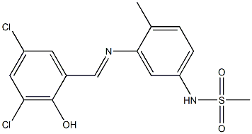 N-{3-[(3,5-dichloro-2-hydroxybenzylidene)amino]-4-methylphenyl}methanesulfonamide Struktur