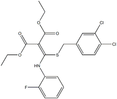 diethyl 2-[[(3,4-dichlorobenzyl)sulfanyl](2-fluoroanilino)methylene]malonate Struktur