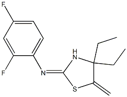 N1-(4,4-diethyl-5-methylidene-1,3-thiazolan-2-yliden)-2,4-difluoroaniline Struktur