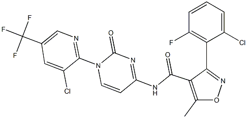 3-(2-chloro-6-fluorophenyl)-N-{1-[3-chloro-5-(trifluoromethyl)-2-pyridinyl]-2-oxo-1,2-dihydro-4-pyrimidinyl}-5-methyl-4-isoxazolecarboxamide Struktur