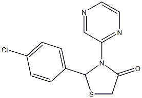 2-(4-chlorophenyl)-3-(2-pyrazinyl)-1,3-thiazolan-4-one Struktur