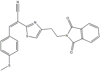 (Z)-2-{4-[2-(1,3-dioxo-1,3-dihydro-2H-isoindol-2-yl)ethyl]-1,3-thiazol-2-yl}-3-[4-(methylsulfanyl)phenyl]-2-propenenitrile Struktur