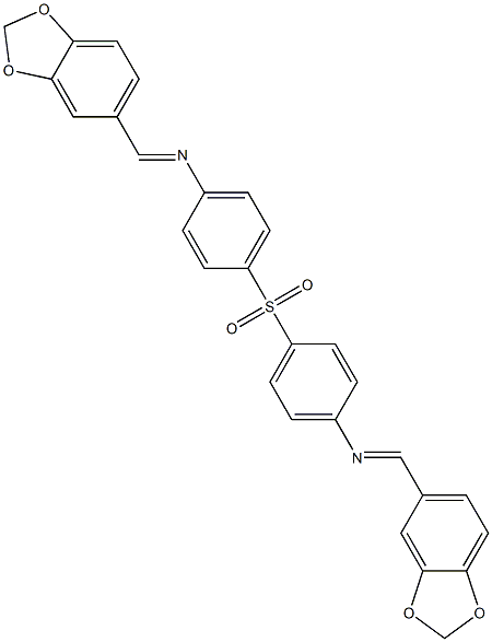 N1-(1,3-benzodioxol-5-ylmethylidene)-4-({4-[(1,3-benzodioxol-5-ylmethylidene)amino]phenyl}sulfonyl)aniline Struktur