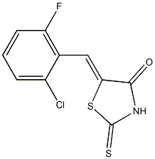 5-(2-chloro-6-fluorobenzylidene)-2-thioxo-1,3-thiazolan-4-one Struktur