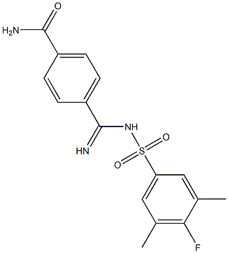 4-[{[(4-fluoro-3,5-dimethylphenyl)sulfonyl]amino}(imino)methyl]benzamide Struktur