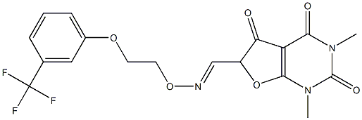 1,3-dimethyl-2,4,5-trioxo-1,2,3,4,5,6-hexahydrofuro[2,3-d]pyrimidine-6-carbaldehyde O-{2-[3-(trifluoromethyl)phenoxy]ethyl}oxime Struktur