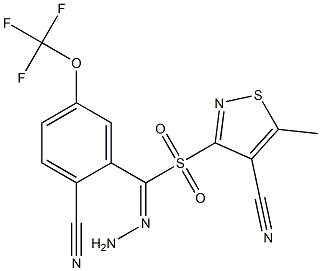 3-({cyano-2-[4-(trifluoromethoxy)phenyl]carbohydrazonoyl}sulfonyl)-5-methyl-4-isothiazolecarbonitrile Struktur