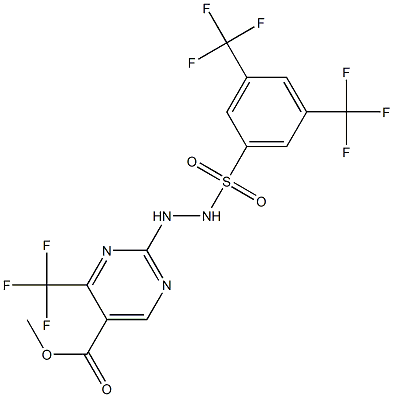 methyl 2-(2-{[3,5-di(trifluoromethyl)phenyl]sulfonyl}hydrazino)-4-(trifluoromethyl)pyrimidine-5-carboxylate Struktur