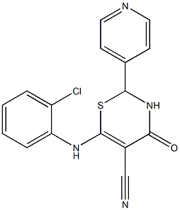 6-(2-chloroanilino)-4-oxo-2-(4-pyridyl)-3,4-dihydro-2H-1,3-thiazine-5-carbonitrile Struktur