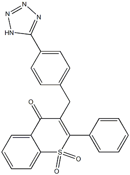 2-phenyl-3-[4-(1H-1,2,3,4-tetraazol-5-yl)benzyl]-1,4-dihydro-1lambda~6~-benzothiine-1,1,4-trione Struktur