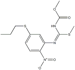 methyl N-[2-nitro-5-(propylthio)phenyl]-[(methoxycarbonyl)amino]methanimidothioate Struktur