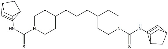 N1-bicyclo[2.2.1]hept-5-en-2-yl-4-(3-{1-[(bicyclo[2.2.1]hept-5-en-2-ylamino)carbothioyl]-4-piperidyl}propyl)piperidine-1-carbothioamide Struktur