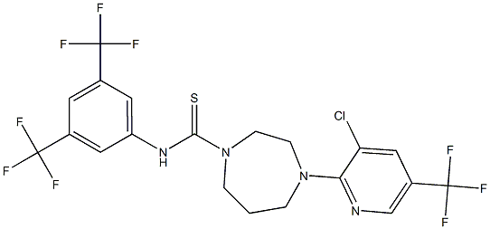 N1-[3,5-di(trifluoromethyl)phenyl]-4-[3-chloro-5-(trifluoromethyl)-2-pyridyl]-1,4-diazepane-1-carbothioamide Struktur