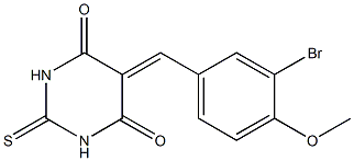 5-(3-bromo-4-methoxybenzylidene)-2-thioxohexahydropyrimidine-4,6-dione Struktur