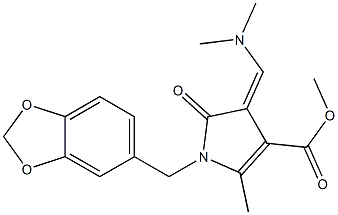 methyl 1-(1,3-benzodioxol-5-ylmethyl)-3-[(Z)-(dimethylamino)methylidene]-5-methyl-2-oxo-1,2-dihydro-3H-pyrrole-4-carboxylate Struktur