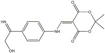 5-{[4-(hydroxyethanimidoyl)anilino]methylene}-2,2-dimethyl-1,3-dioxane-4,6-dione Struktur