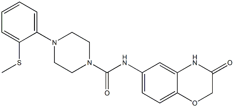 4-[2-(methylsulfanyl)phenyl]-N-(3-oxo-3,4-dihydro-2H-1,4-benzoxazin-6-yl)tetrahydro-1(2H)-pyrazinecarboxamide Struktur