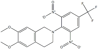 2-[2,6-dinitro-4-(trifluoromethyl)phenyl]-6,7-dimethoxy-1,2,3,4-tetrahydroisoquinoline Struktur