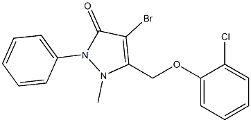 4-bromo-5-[(2-chlorophenoxy)methyl]-1-methyl-2-phenyl-1,2-dihydro-3H-pyrazol-3-one Struktur