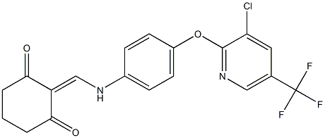 2-[(4-{[3-chloro-5-(trifluoromethyl)-2-pyridinyl]oxy}anilino)methylene]-1,3-cyclohexanedione Struktur