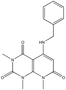 5-(benzylamino)-1,3,8-trimethyl-1,2,3,4,7,8-hexahydropyrido[2,3-d]pyrimidine-2,4,7-trione Struktur