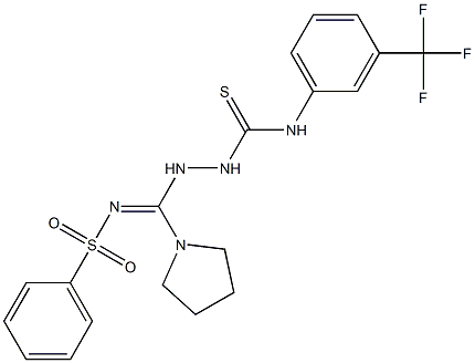 N1-[3-(trifluoromethyl)phenyl]-2-[[(phenylsulfonyl)imino](tetrahydro-1H-pyrrol-1-yl)methyl]hydrazine-1-carbothioamide Struktur