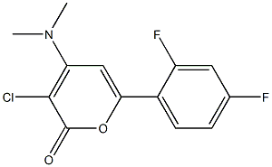 3-chloro-6-(2,4-difluorophenyl)-4-(dimethylamino)-2H-pyran-2-one Struktur