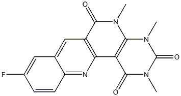 9-fluoro-2,4,5-trimethyl-1,2,3,4,5,6-hexahydrobenzo[b]pyrimido[4,5-h][1,6]naphthyridine-1,3,6-trione Struktur