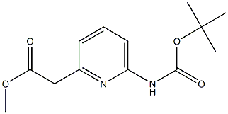 (6-tert-Butoxycarbonylamino-pyridin-2-yl)-acetic acid methyl ester Struktur