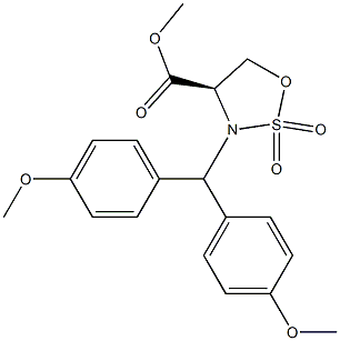 Methyl (R)-3-[Bis(4-Methoxyphenyl)Methyl]-2,2-Dioxo-[1,2,3]Oxathiazolidine-4-Carboxylate Struktur