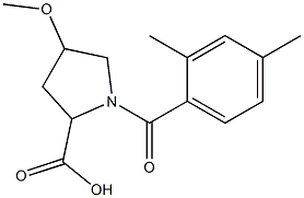 1-(2,4-dimethylbenzoyl)-4-methoxypyrrolidine-2-carboxylic acid Struktur